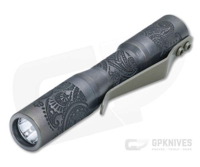 CWF Micro Click Custom Flashlight Paisley Titanium 5000k 219C LED CWF-032 - CWF-032