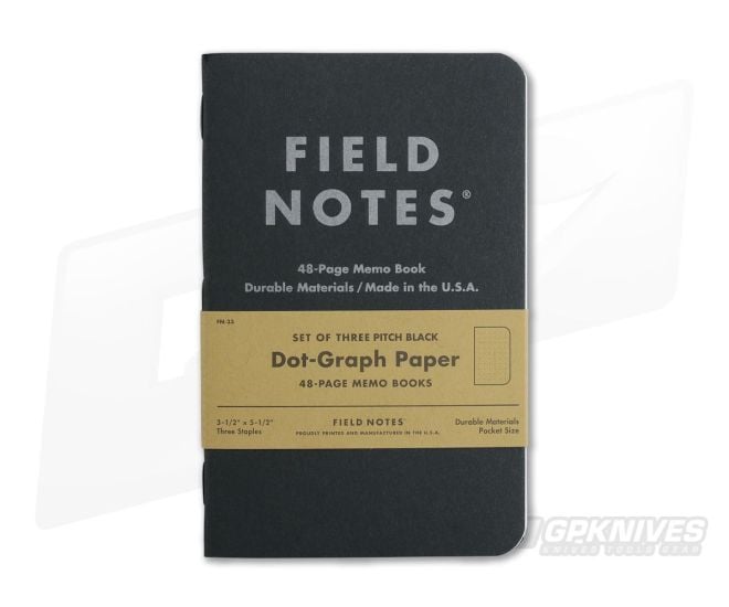 Field Notes Pitch Black Dot-Graph Paper Memo Notebook 3 Pack FN-33 - FN-33