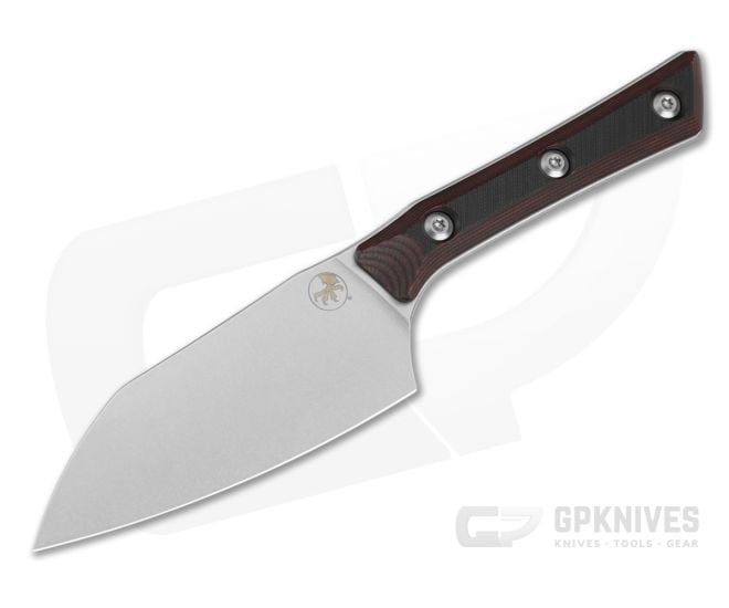 Microtech Santoku 4" Black Cherry G10 M390MK Stonewash Kitchen Knife (4.20" Blade) 3300-10 BC - MT-3300-10BC