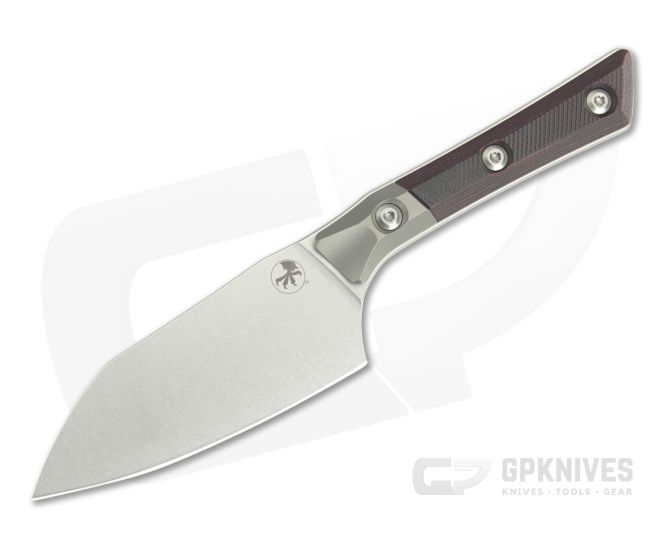 Microtech Santoku 4.2" Black Cherry G10 Titanium Bolster Stonewash - MT-3300B-10BC