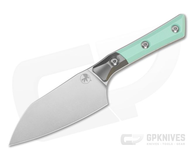 Microtech Santoku 4.2" Caribbean Blue G10 Titanium Bolster Stonewash - MT-3300B-10CA