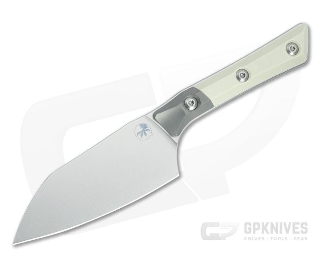 Microtech Santoku 4.2" Ivory White G10 Titanium Bolster Stonewash - MT-3300B-10IV