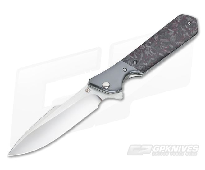 Olamic Cutlery Rainmaker Red Shred Carbon Fiber with Zirconium Bolsters - CU-3317