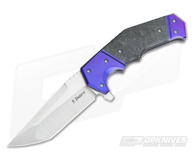 Randy Doucette Warmonger Polished Blue Titanium Bolsters Satin S35VN - CU-3326