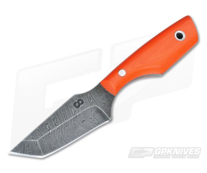Olamic Cutlery Tanto Neck Knife Orange G10 with Leather Sheath - CU-3333
