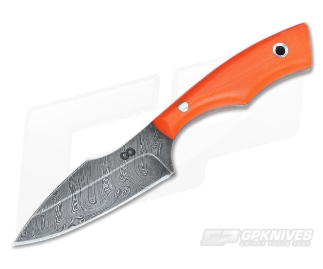 Olamic Cutlery Spear Point Neck Knife Orange G10 with Leather Sheath #1 - CU-3334