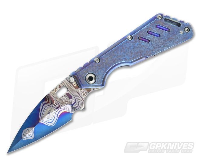 Mick Strider Custom XL San Mai Damascus Textured Ti - CU-3356