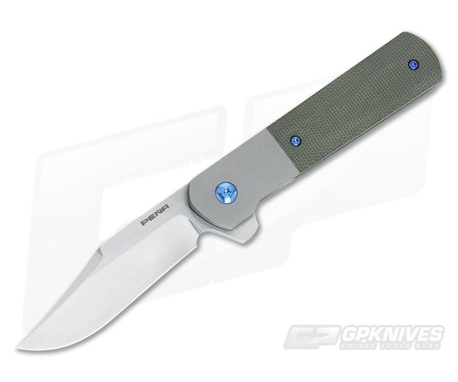 Enrique Pena Custom Lanny's Clip Flipper Green Micarta - CU-3359
