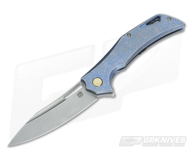 Olamic Cutlery Swish Flipper Blue Stonewash Ti Stonewash Elmax - CU-3370