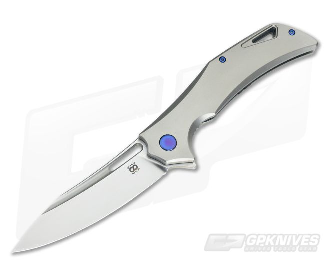 Olamic Cutlery Swish Flipper Matte Ti Blue Accent Satin Elmax - CU-3373