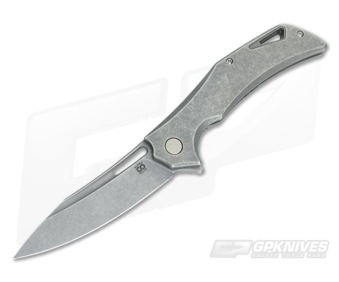 Olamic Cutlery Swish Flipper All Stonewash Titanium and Elmax - CU-3375