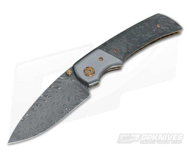 Steven Kelly Gulo Marble Carbon Fiber Folder Nichols Damascus - CU-3378