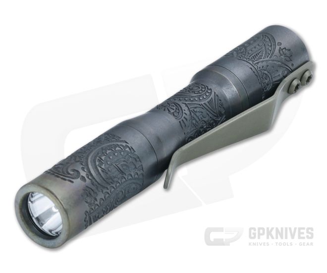 CWF Micro Click Custom Flashlight Paisley Titanium 5000k 219C LED CWF-033 - CWF-033
