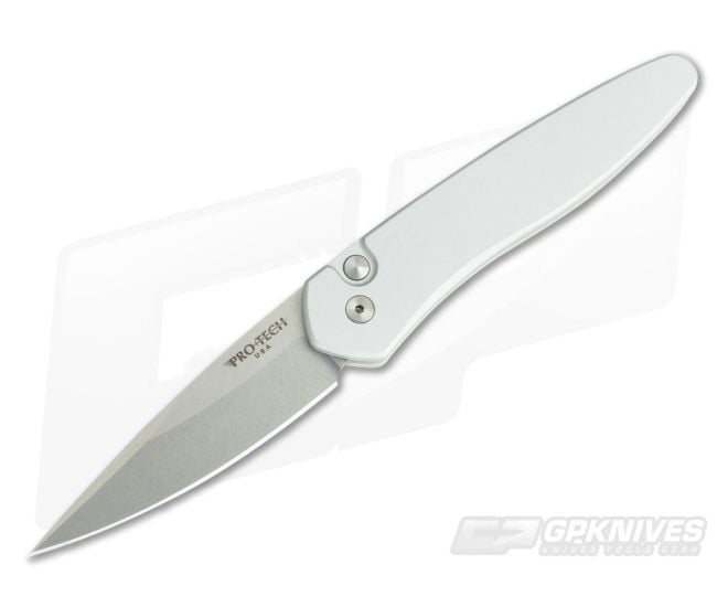 Protech Newport Solid Silver Stonewashed S35VN Automatic 3401 - PT-3401