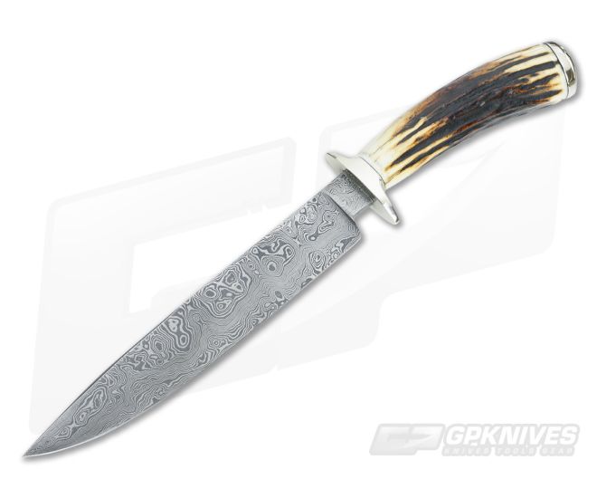 Bill Miller Custom Fighter Large with Sambar Stag & Damascus - CU-3402