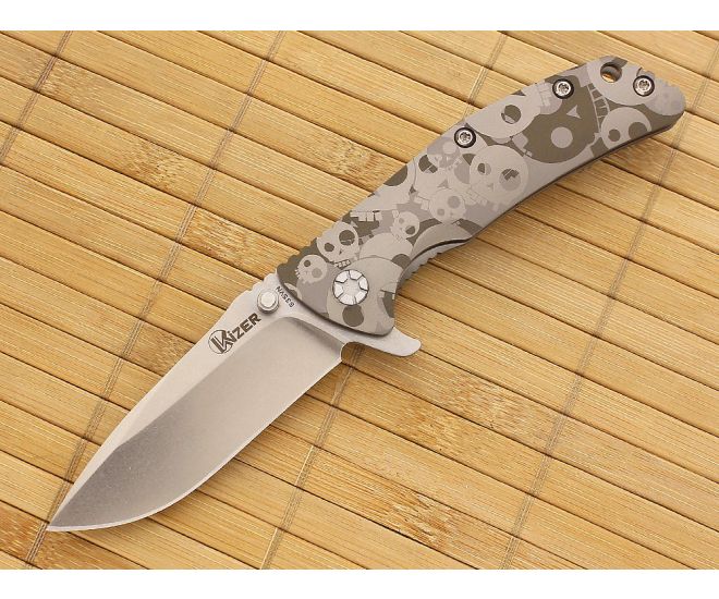 Kizer Cutlery Skulls Titanium Frame Lock S35VN Flipper - KC-3404A1