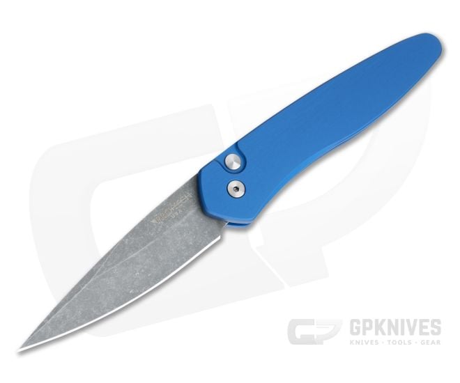 Protech Newport Solid Blue GPK Exclusive Acid Wash S35VN Automatic 3405-AW - PT-3405-AW-BLUE