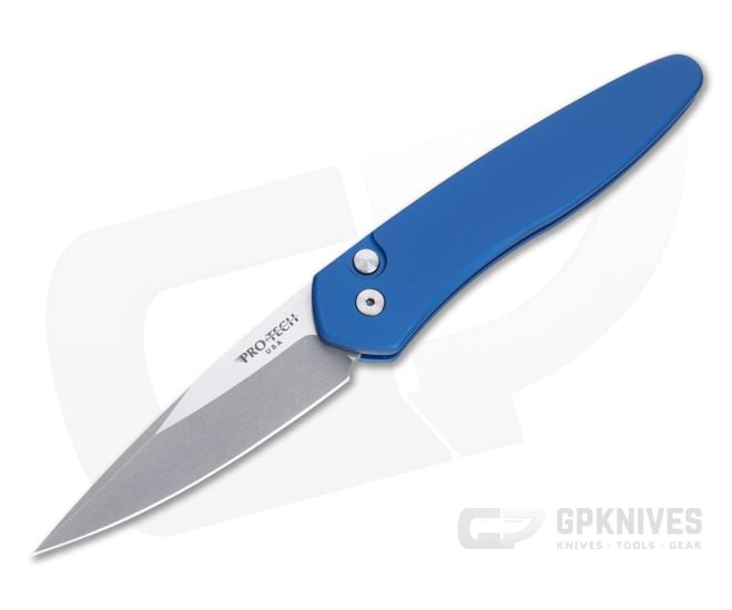 Protech Newport Solid Blue Stonewashed S35VN Automatic 3405-BLUE - PT-3405-BLUE