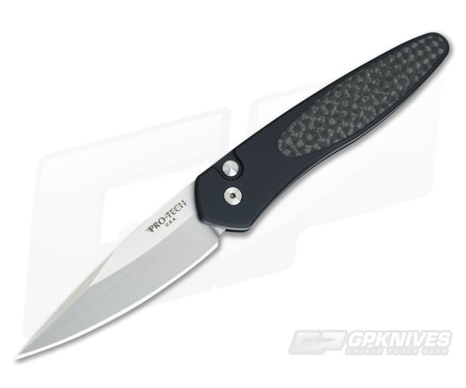 Protech Newport Carbon Fiber Inlay Stonewashed S35VN Automatic 3415 - PT-3415