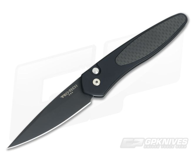 Protech Newport Carbon Fiber Inlay Black DLC S35VN Automatic 3416 - PT-3416