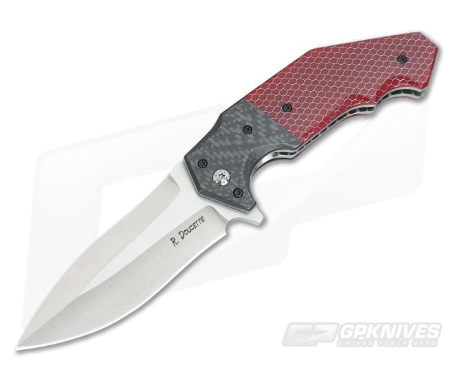 Randy Doucette Interceptor Red C-Tek and Carbon Fiber M390 Flipper - CU-3438