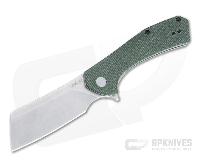 Kershaw Static Cleaver Stonewashed D2 Green Micarta KVT Liner Lock Flipper 3445MCG - KS-3445MCG