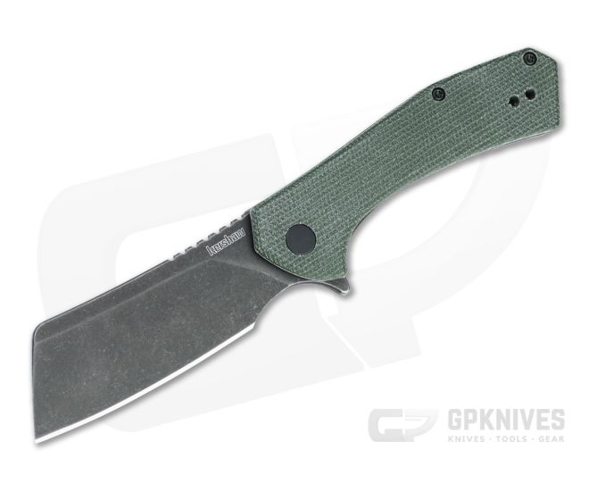 Kershaw Static Cleaver BlackWash D2 Green Micarta KVT Liner Lock Flipper 3445MCGBW - KS-3445MCGBW