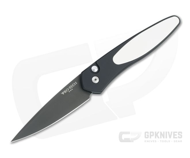 Protech Newport Tuxedo Black DLC S35VN Ivory Micarta Inlaid Automatic 3452 - PT-3452