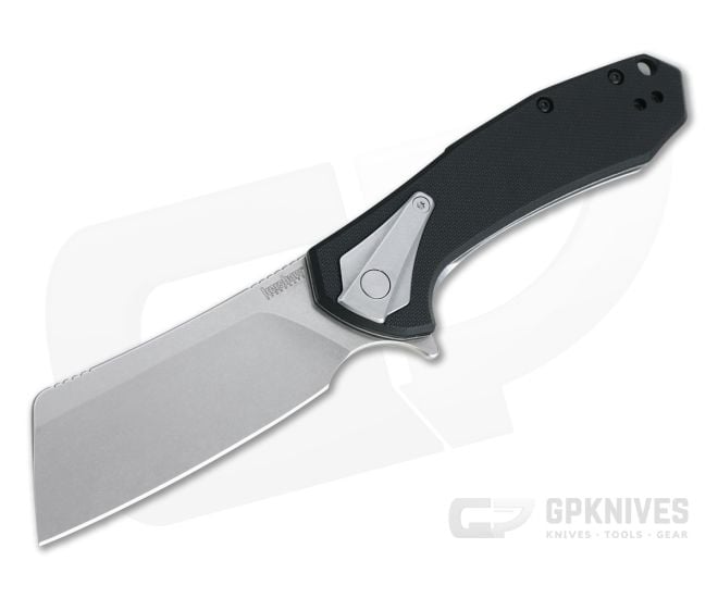 Kershaw Bracket Stonewashed Cleaver Black G10 Assisted Stainless Frame Lock Flipper 3455 - KS-3455