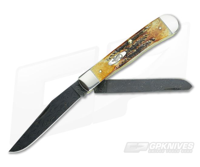 Case Trapper Damascus Bone Stag Handle 34800 - CA-34800