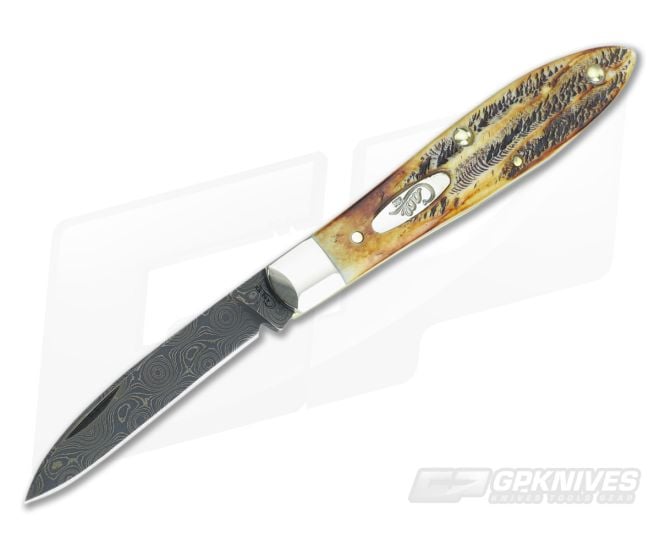 Case Teardrop Damascus Bone Stag Handle 34805 - CA-34805