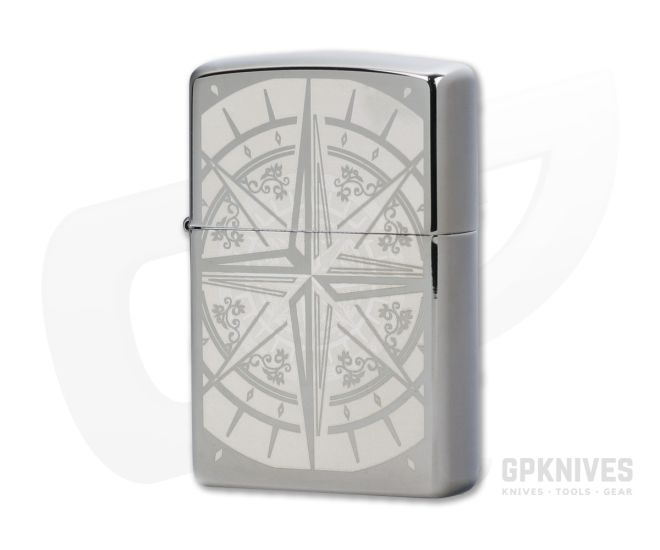 Zippo Windproof Lighter Engraved Compass Black Ice - ZI-29232