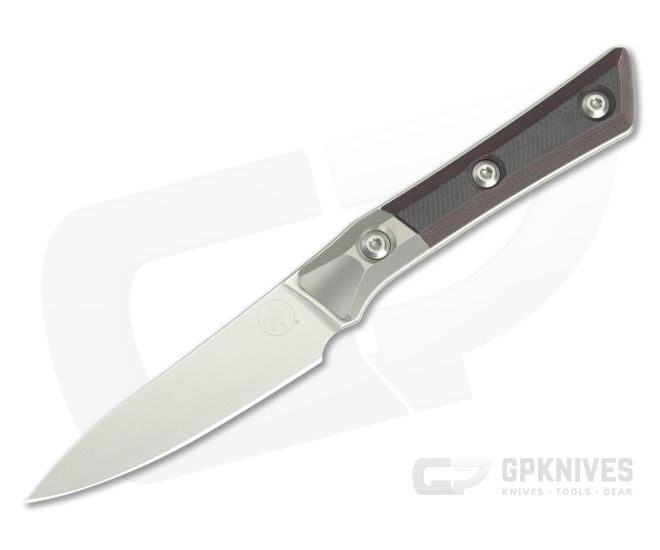 Microtech Paring Knife Black Cherry G10 Titanium Bolster Stonewash - MT-3500B-10BC