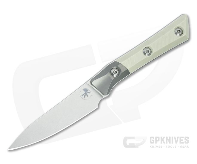 Microtech Paring Knife Ivory White G10 Titanium Bolster Stonewash - MT-3500B-10IV