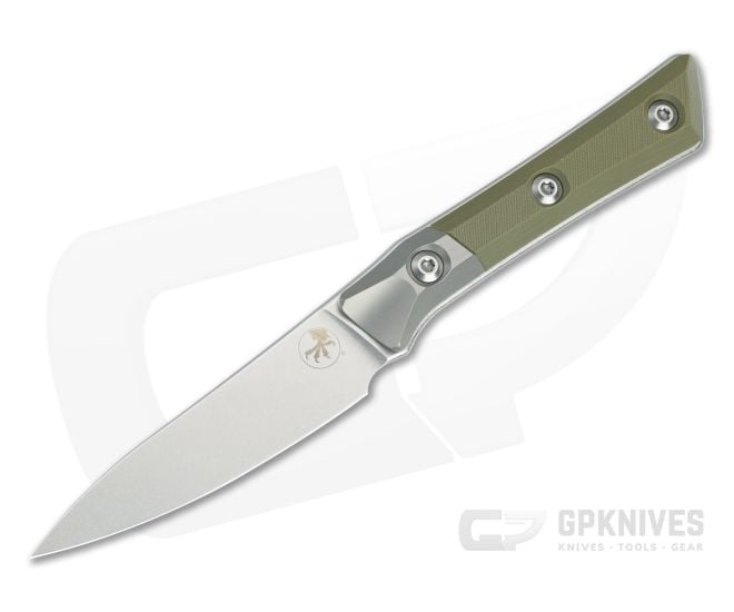 Microtech Paring Knife OD Green G10 Titanium Bolster Stonewash - MT-3500B-10OD