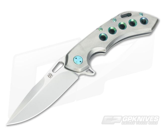 Olamic Cutlery Wayfarer 247 Orange Peel Green Hybrid M390 Flipper - CU-3502
