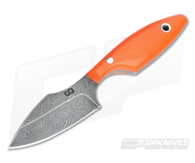Olamic Cutlery Spear Point Neck Knife Orange G10 with Leather Sheath #2 - CU-3510