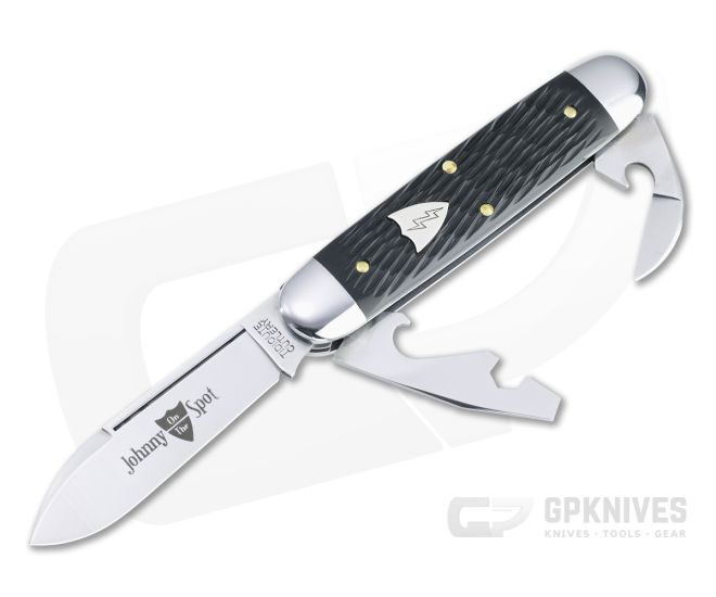Tidioute Cutlery #35 Johnny On The Spot Camp and Tool Knife Slip Joint Black TexDel Folder 352322 - GEC-352322-BT