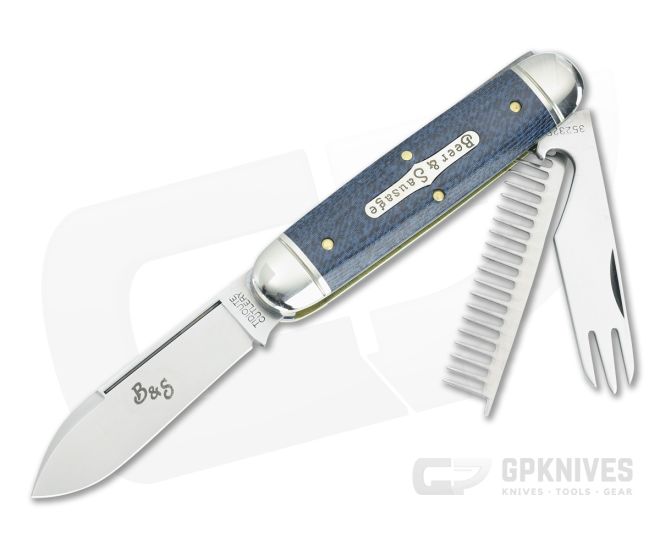 Tidioute #35 Beer & Sausage Faded Denim Blue Micarta - GEC-352325-FDBM