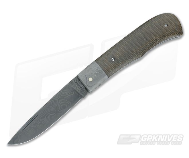 Chuck Hawes Custom Remington Folder Green Micarta and Damascus - CU-3544