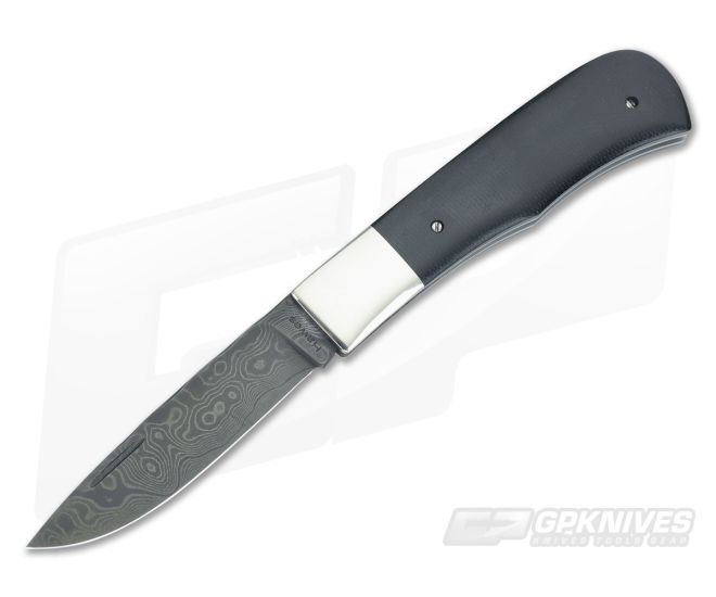 Chuck Hawes Custom Remington Folder Black Micarta and Damascus - CU-3545