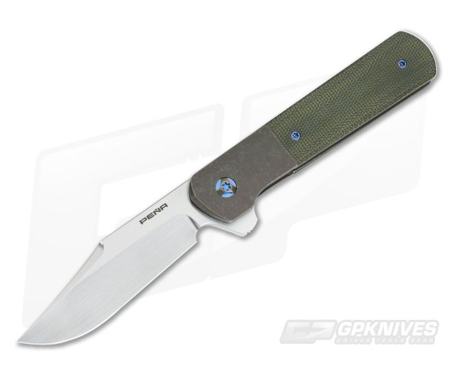 Enrique Pena Custom Barlow Clip Point Flipper Green Micarta - CU-3566