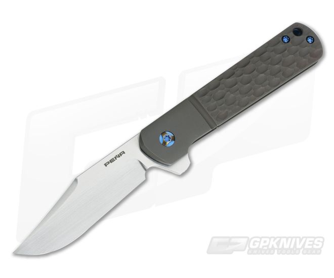 Enrique Pena Custom Barlow Clip Point Flipper Bronze Jigged Titanium - CU-3567