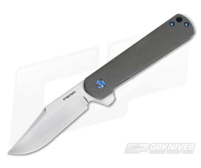 Enrique Pena Custom Barlow Clip Point Flipper Tumbled Bronze Titanium - CU-3568