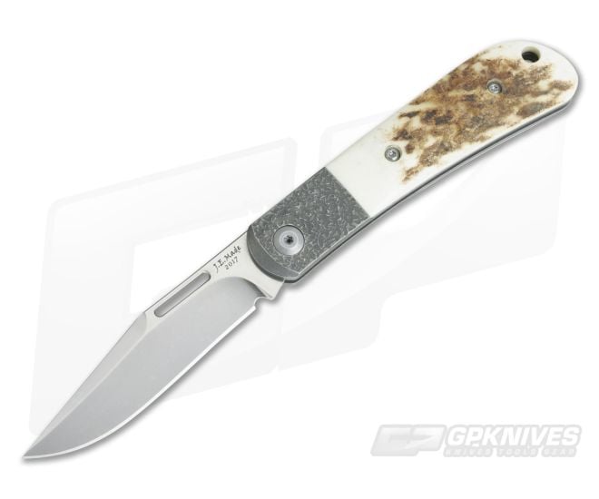 JE Made Slipjoint Stonewashed S35VN Jigged Bolster Stag 3577 - CU-3577