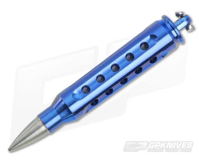 Steve Kelly .223 Bullet Dangler Titanium Key Chain Blue w/ Silver Tip 3591 - CU-3591