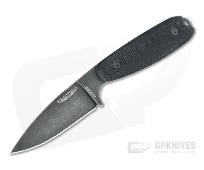 Bradford Guardian3.5 Full Height Flat Grind Nimbus Vanadis 4E 3D Black Micarta Fixed Blade - BK-35FH-101N-V4E