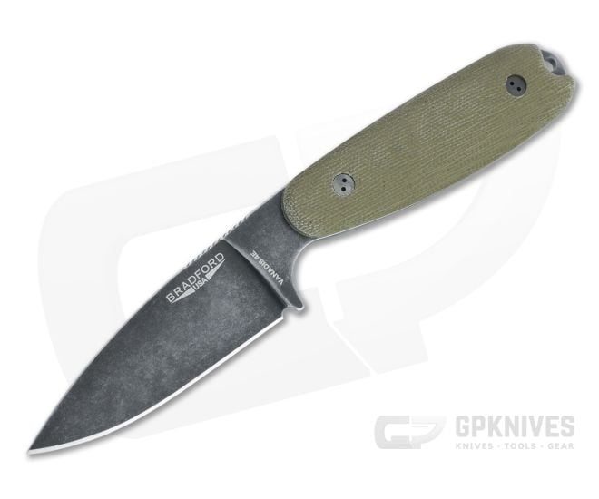 Bradford Guardian3.5 Flat Grind Nimbus Vanadis 4E 3D OD Green Micarta Fixed Blade - BK-35FH-102N-V4E