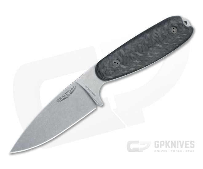 Bradford Guardian3.5 Full Height Flat Grind Stonewashed Vanadis 4E 3D Carbon Fiber Fixed Blade - BK-35FH-114-V4E