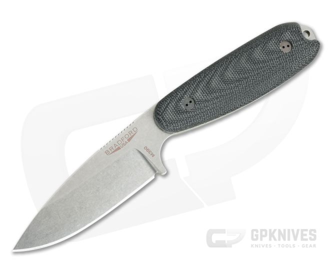 Bradford Guardian3.5 Sabre Ground Stonewashed M390 3D Black Canvas Micarta - BK-35S-101-M390